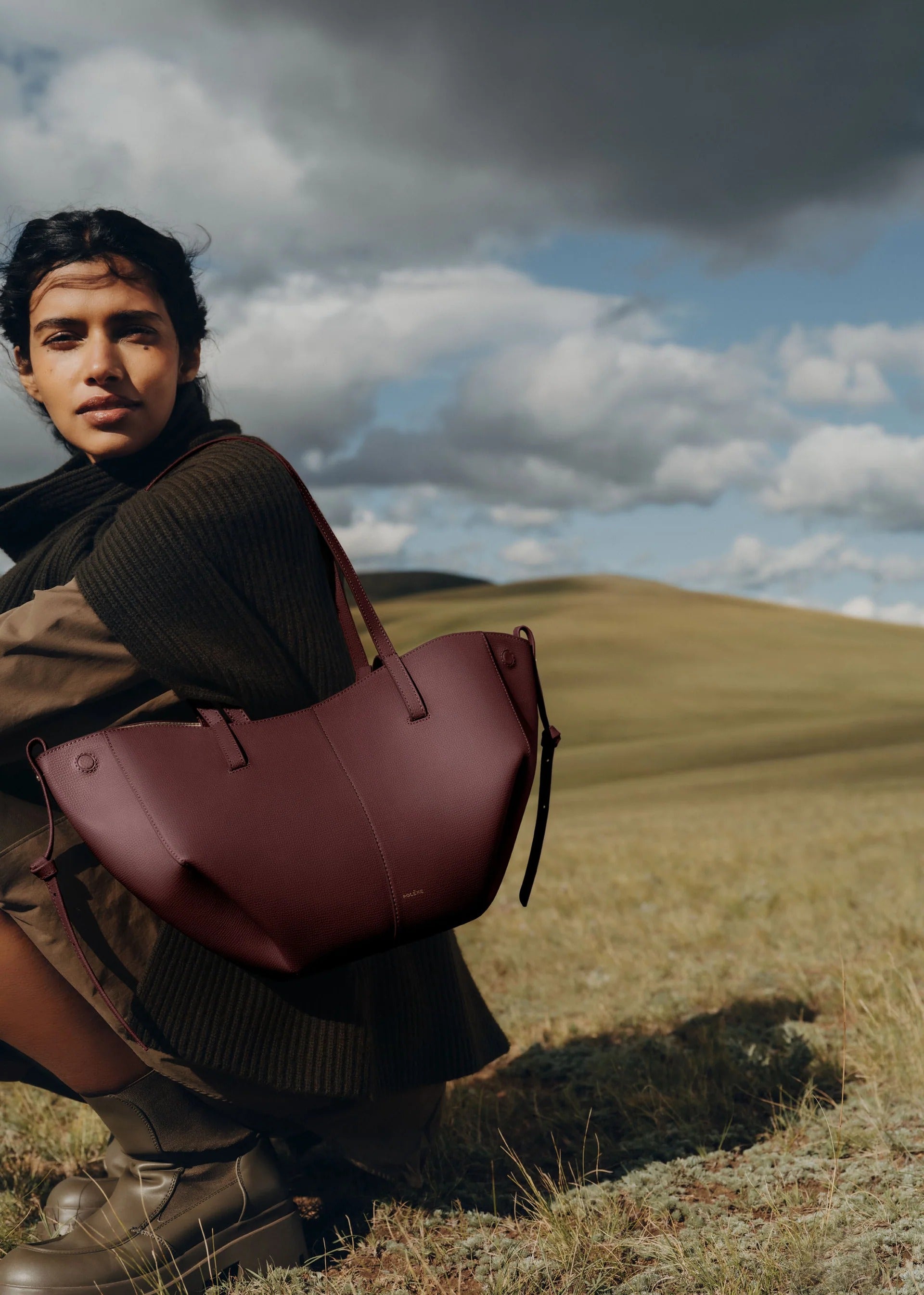 Polène Cyme Mini - Black Cherry Grainy