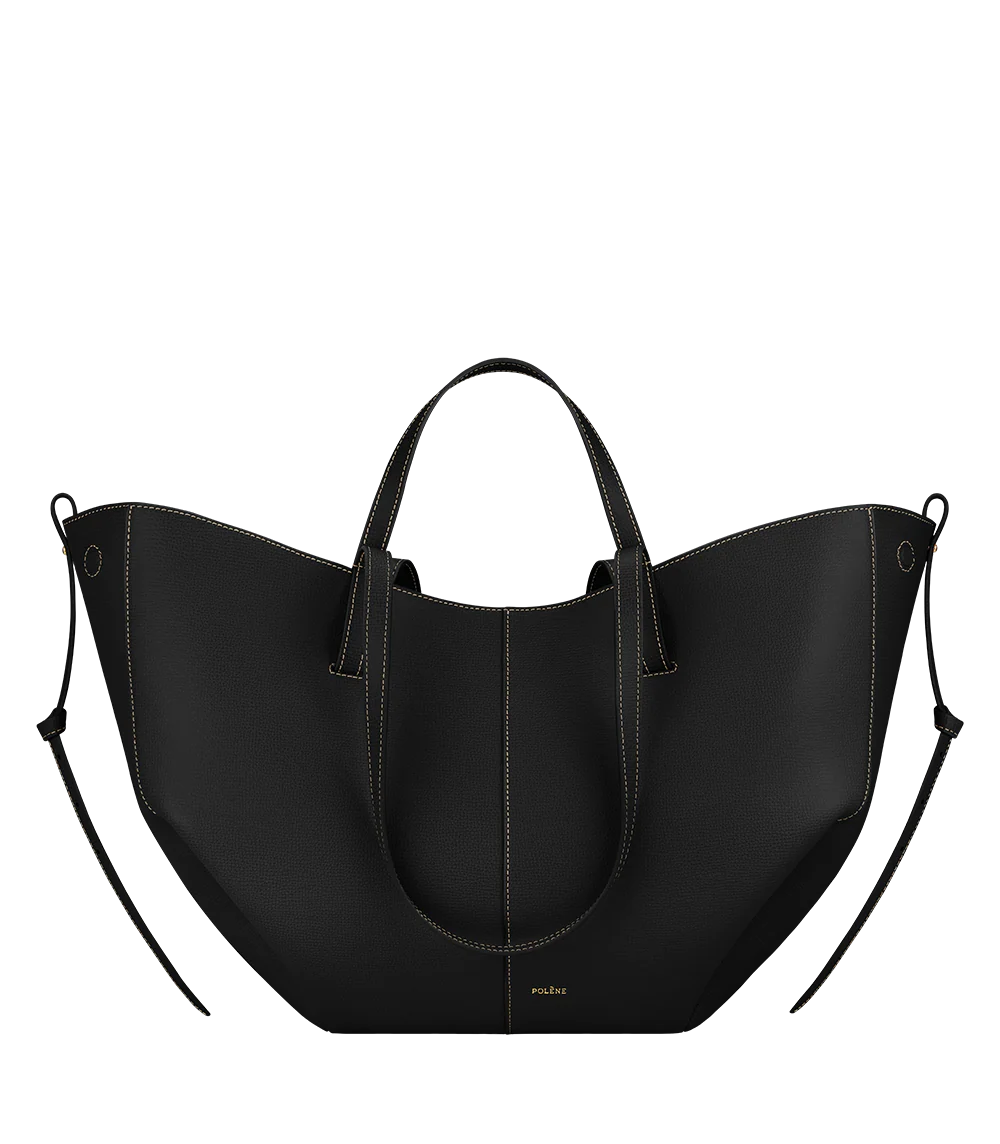 Polène Cyme - Grainy Black with Ecru Stitching